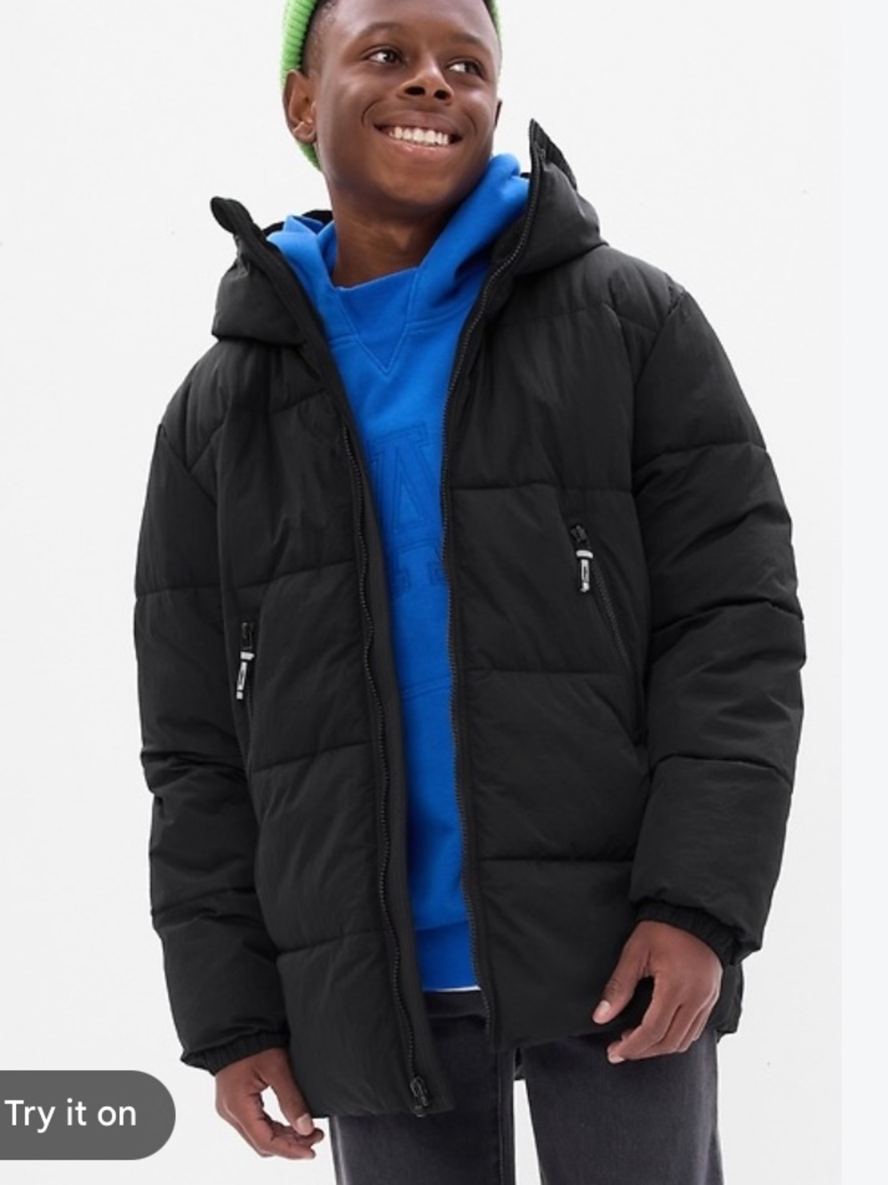 GAP Teen Puffer Jacket size 10 Black